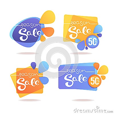 Season Sale stickers collection, isolated on white background Vector Illustration